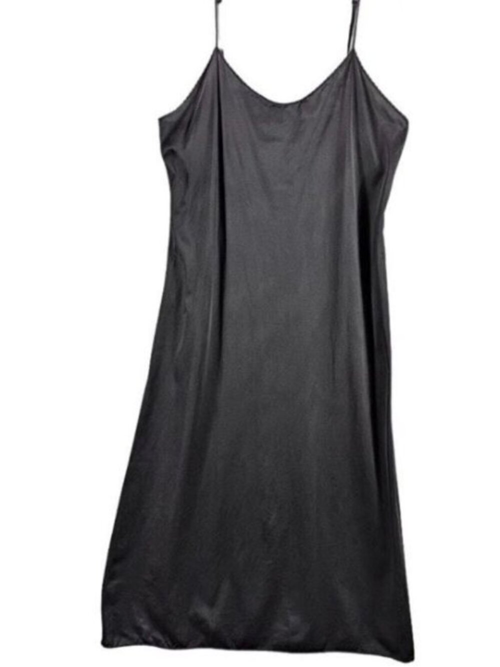 Vanity Fair Black Midi Nightgown Spaghetti Straps Size 32 Built In Bralette S - Picture 2 of 4
